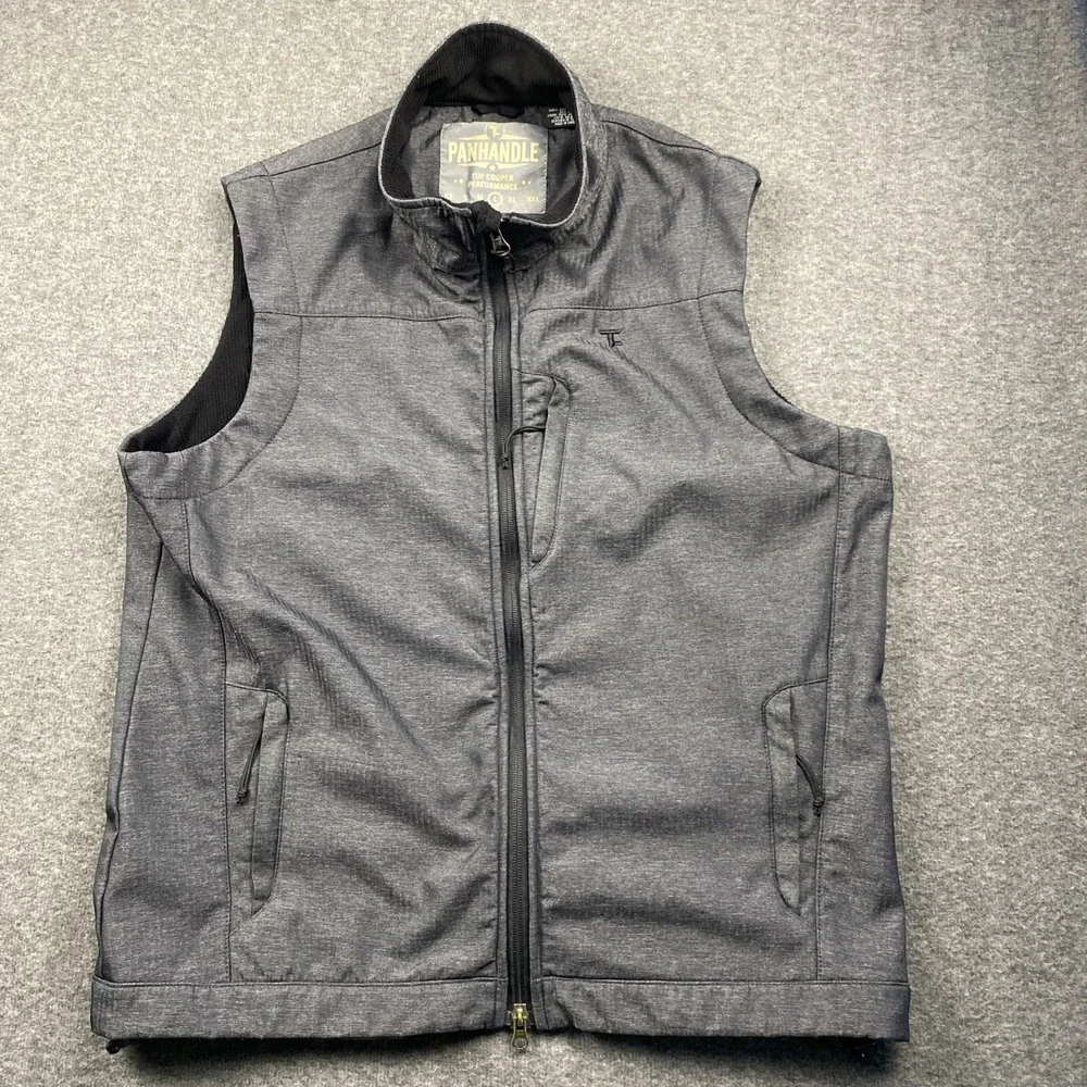 Panhandle Tuf Cooper Performance Vest Men's Large Gray Full Zip Pockets Outdoor